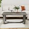 Modern Rectangle Coffee Table with Rubber Wood Top and Cross Base Design